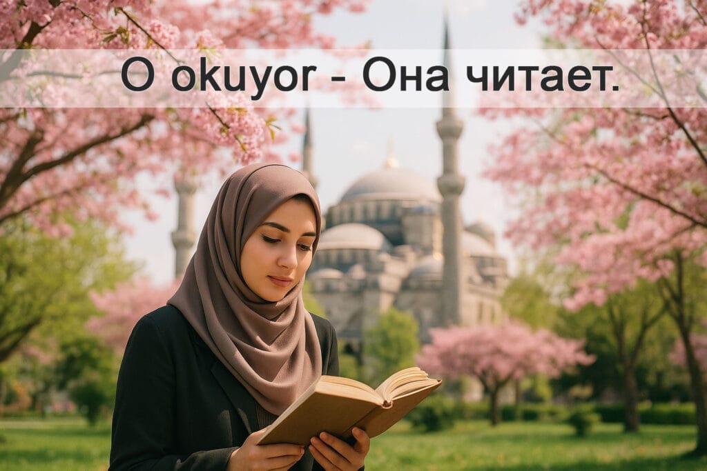 O okuyor - Он (она) читает.