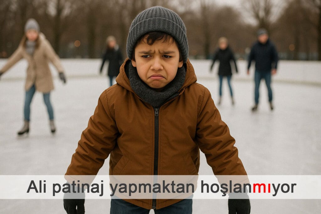 Ali patinaj yapmaktan hoşlanmıyor.