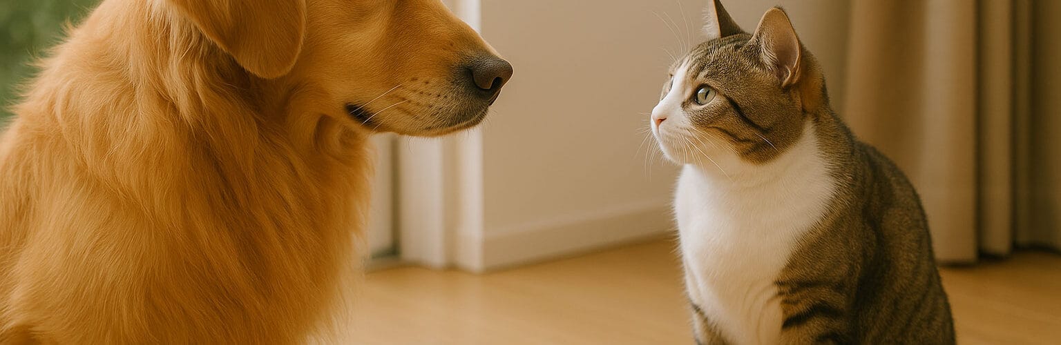 Köpek kediye bakıyor