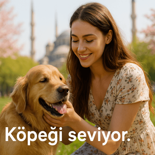 Köpeği seviyor