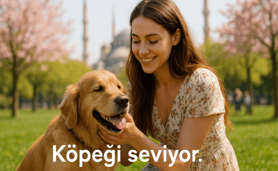 Köpeği seviyor