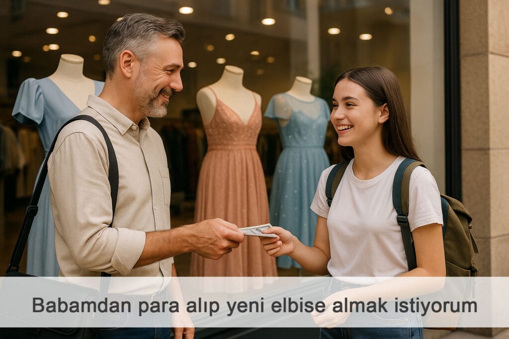 Babamdan para alıp yeni elbise almak istiyorum