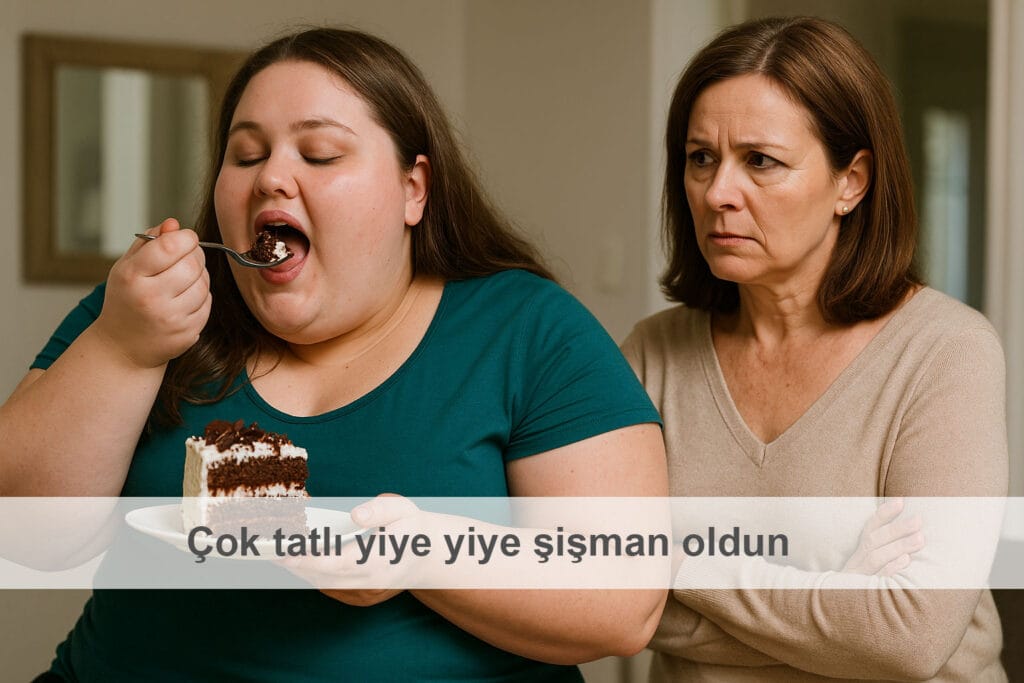 Çok tatlı yiye yiye şişman oldun