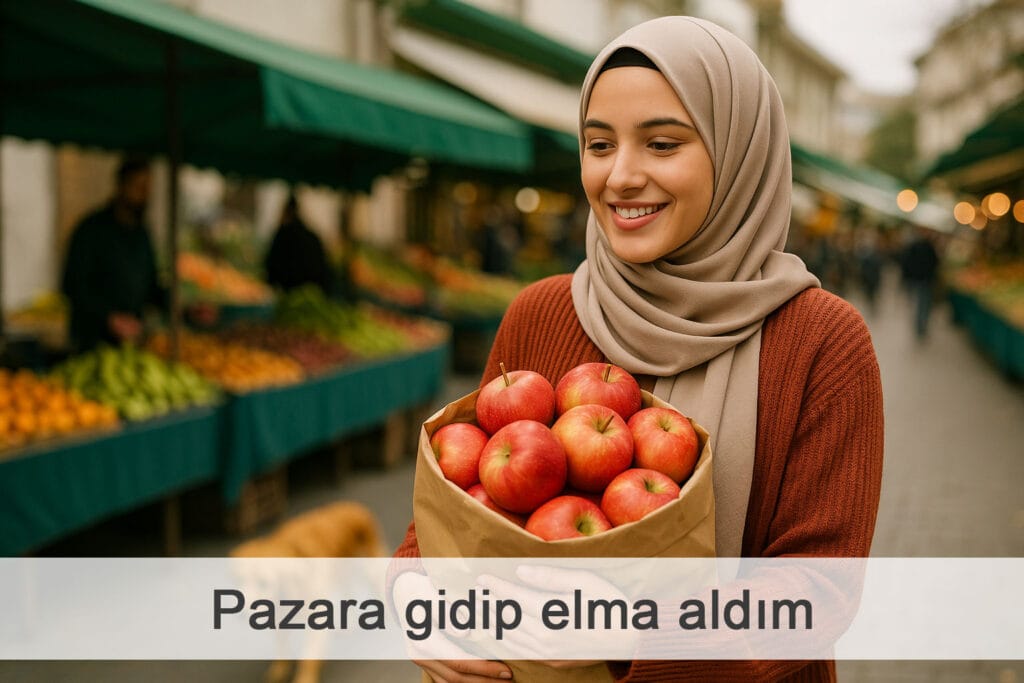 Pazara gidip elma aldım