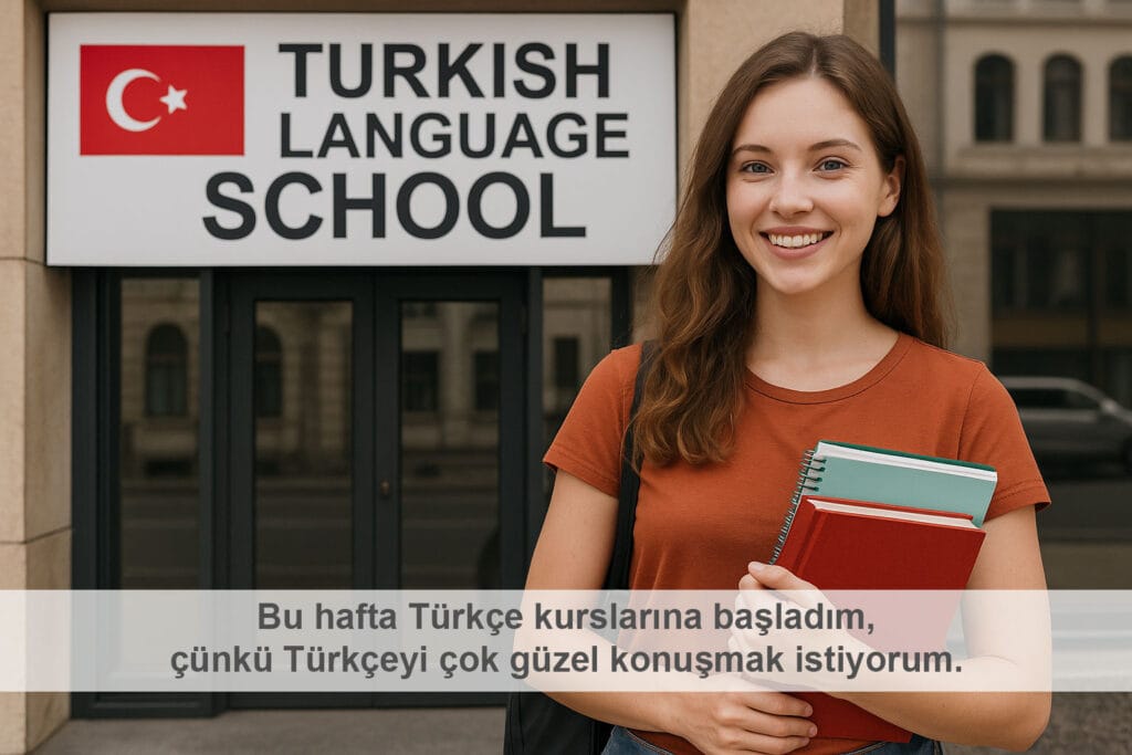 Bu hafta Türkçe kurslarına başladım, çünkü Türkçeyi çok güzel konuşmak istiyorum.