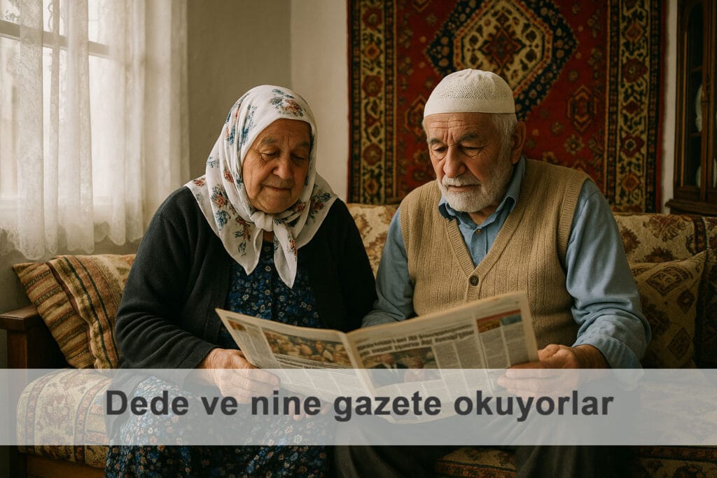 Dede ve nine gazete okuyorlar