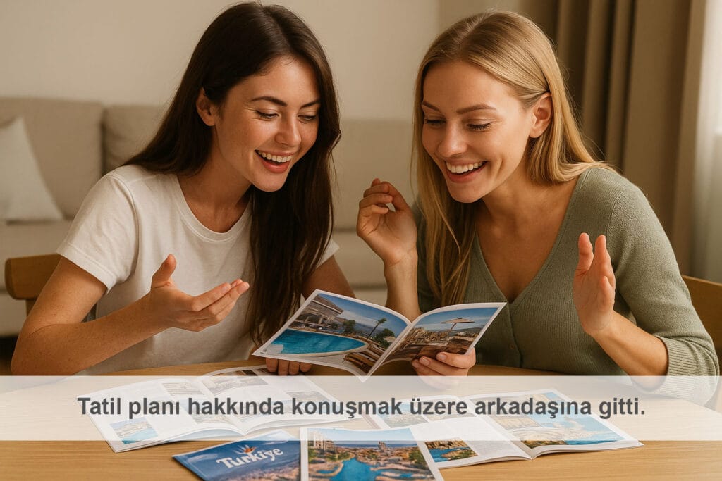 Tatil planı hakkında konuşmak üzere arkadaşına gitti.