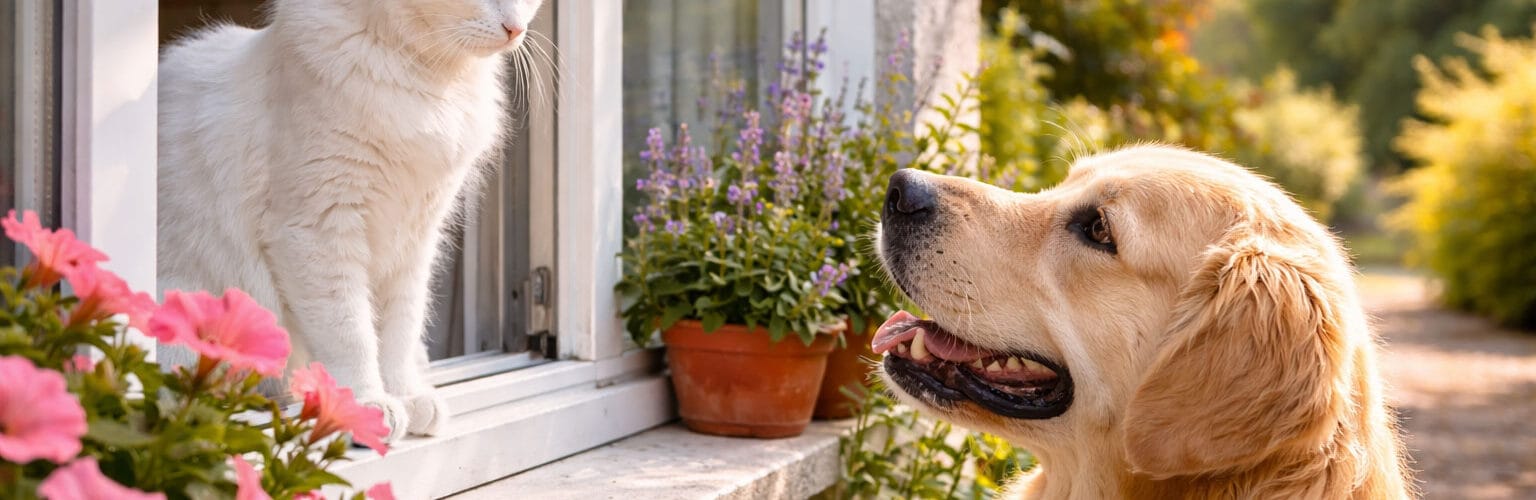 Köpek kediye bakıyor